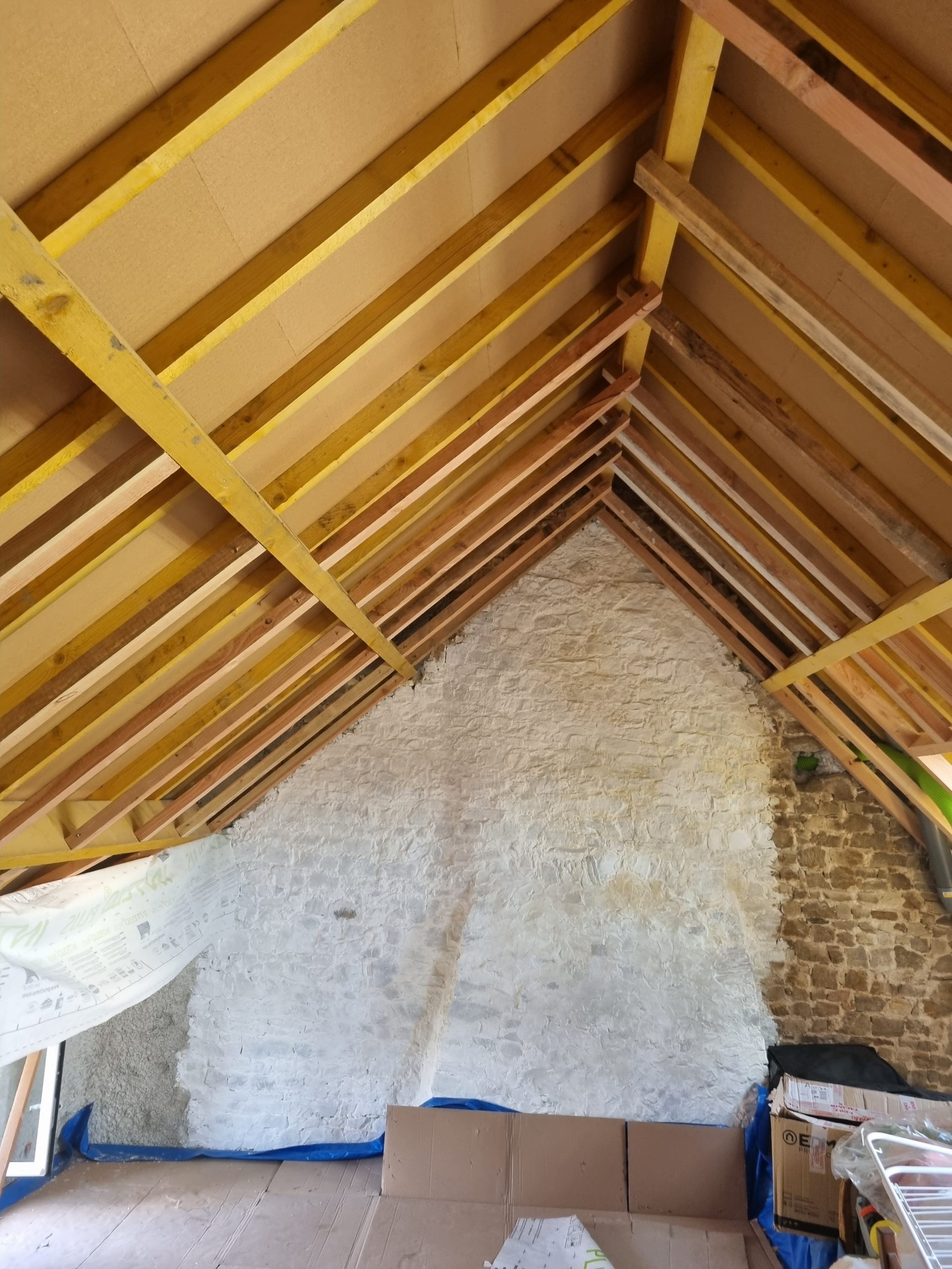 Pose d'enduit à l'intérieur dans le Cotentin