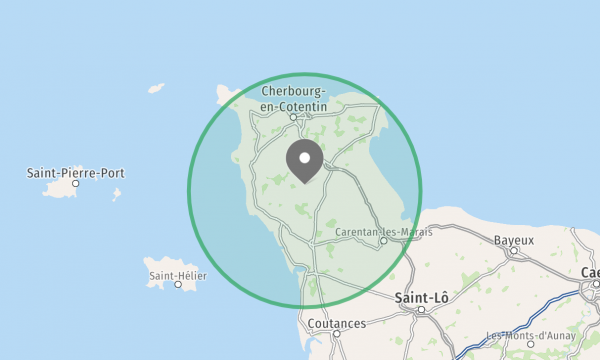 Zone d'intervention de rénovation écologique et thermique de maisons typiques dans le Cotentin Carte de la zone d'intervention